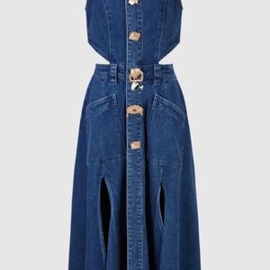 NWT Viral cut out denim maxi dress from Urban Revivo in a medium wash